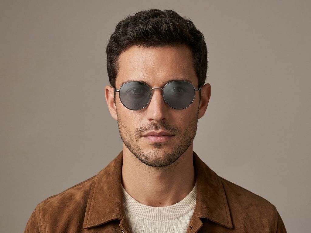Gafas de sol ovaladas de metal gris #BS2012-2006