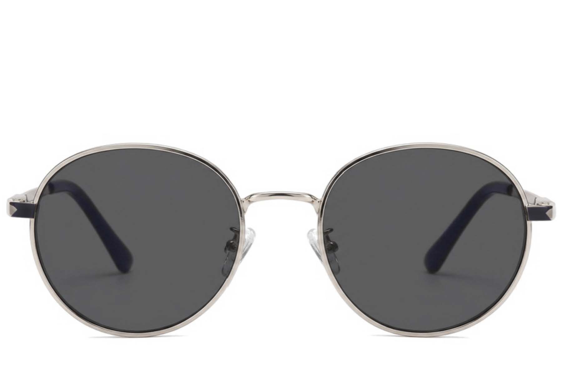 Gafas de sol ovaladas de metal plateado #BS2012-2008