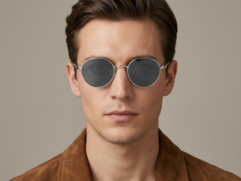 Gafas de sol ovaladas de metal plateado #BS2012-2008