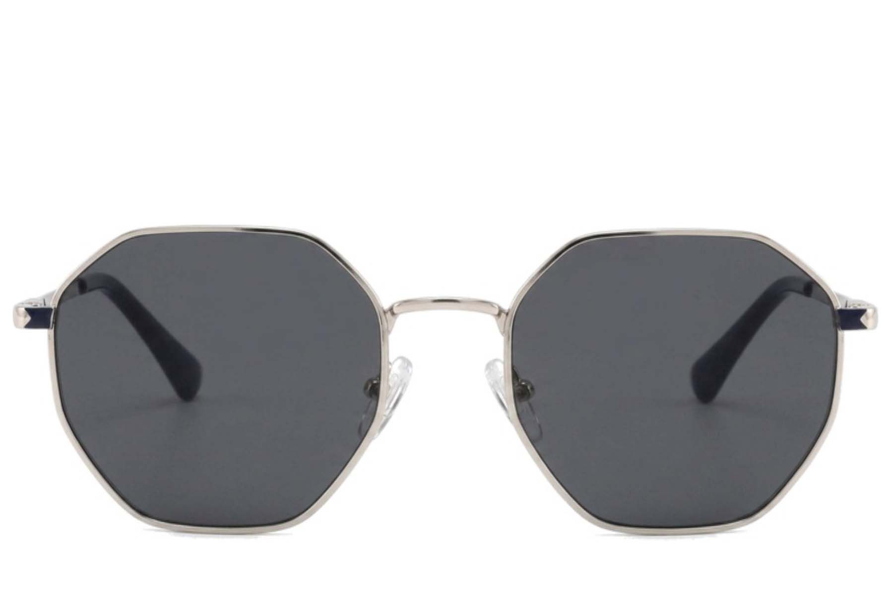 Gafas de sol geométricas de metal plateado #BS2012-2013