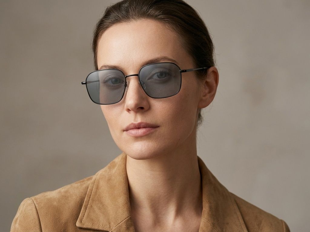 Gafas de sol rectangulares de metal negro #BS2012-2015