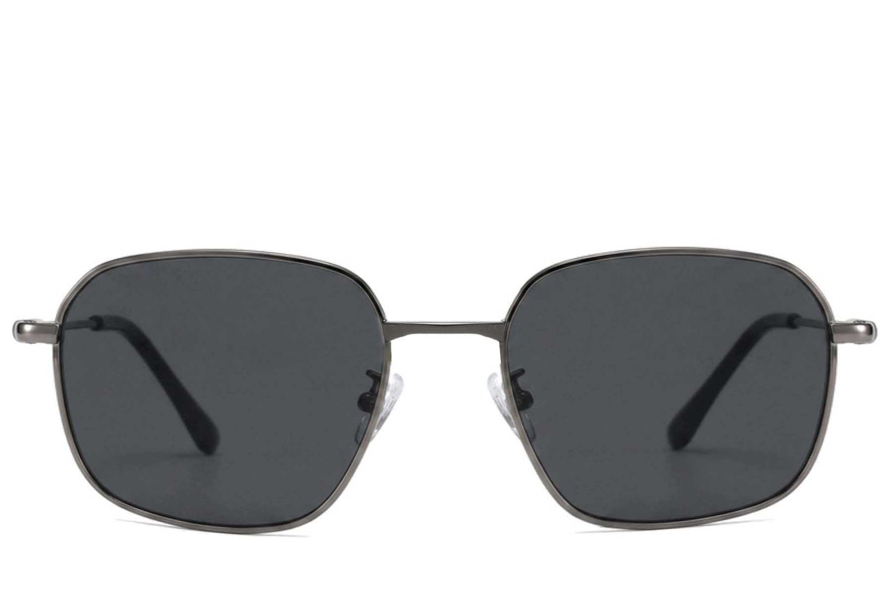Gafas de sol rectangulares de metal gris #BS2012-2016