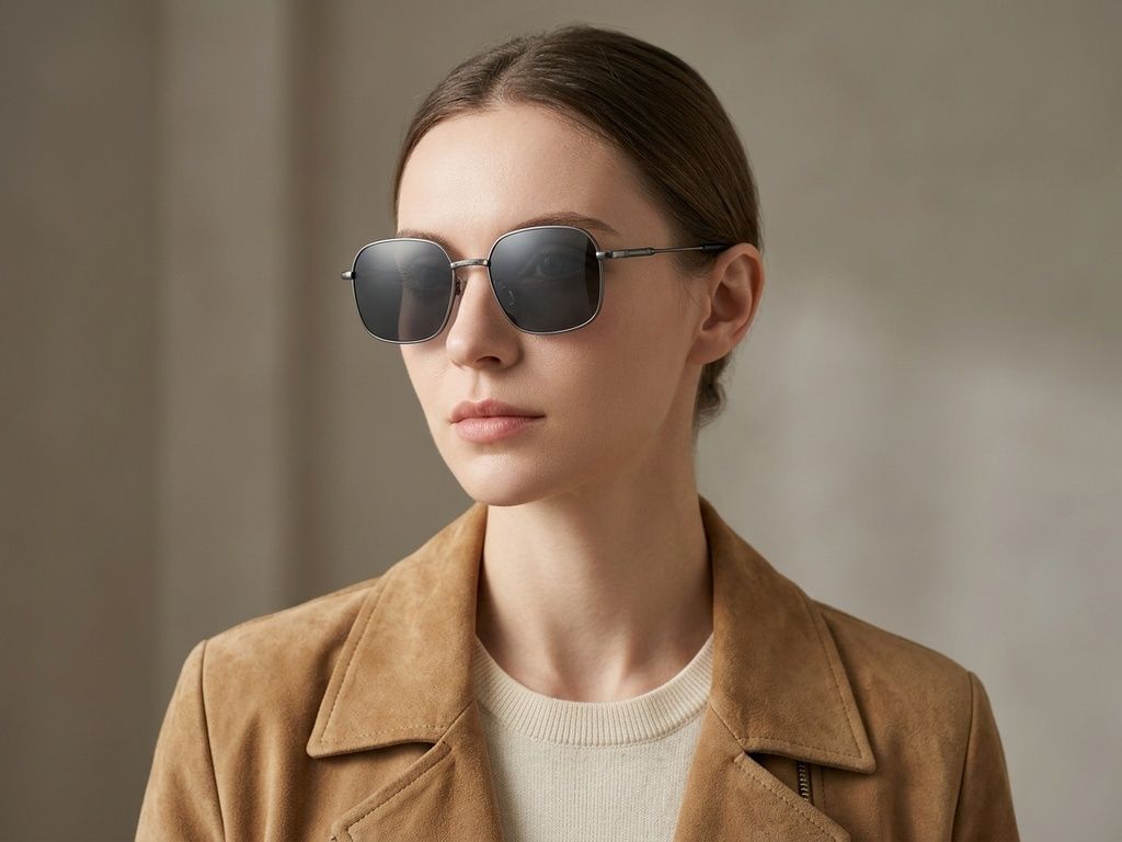 Gafas de sol rectangulares de metal gris #BS2012-2016