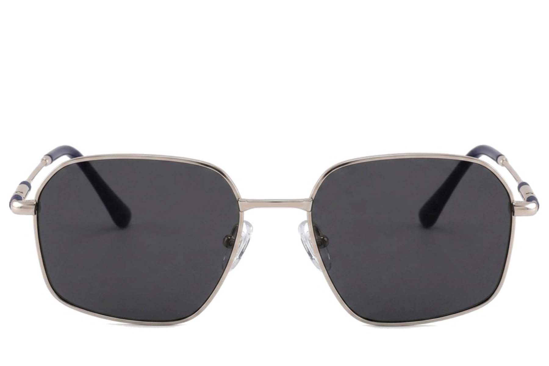 Gafas de sol rectangulares de metal plateado #BS2012-2018