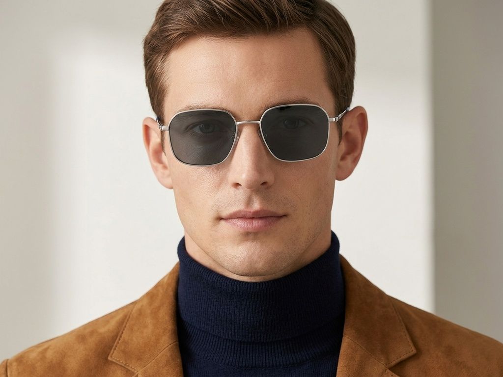 Gafas de sol rectangulares de metal plateado #BS2012-2018