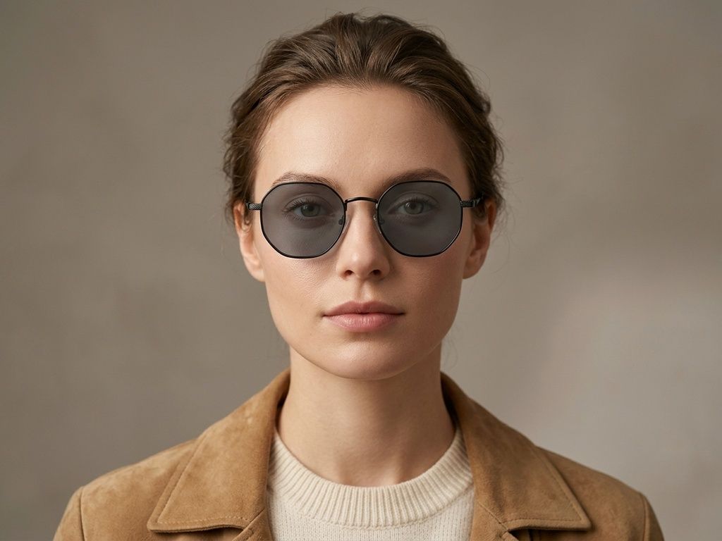Gafas de sol ovaladas de metal negro #BS2012-2020