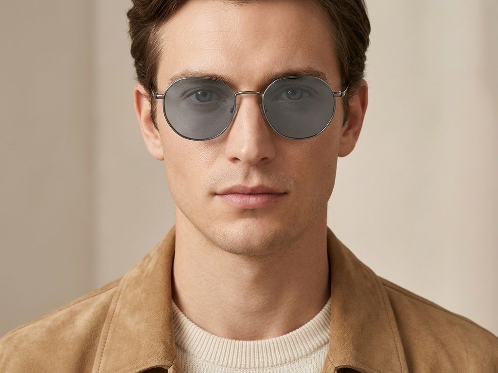 Gafas de sol ovaladas de metal gris #BS2012-2021