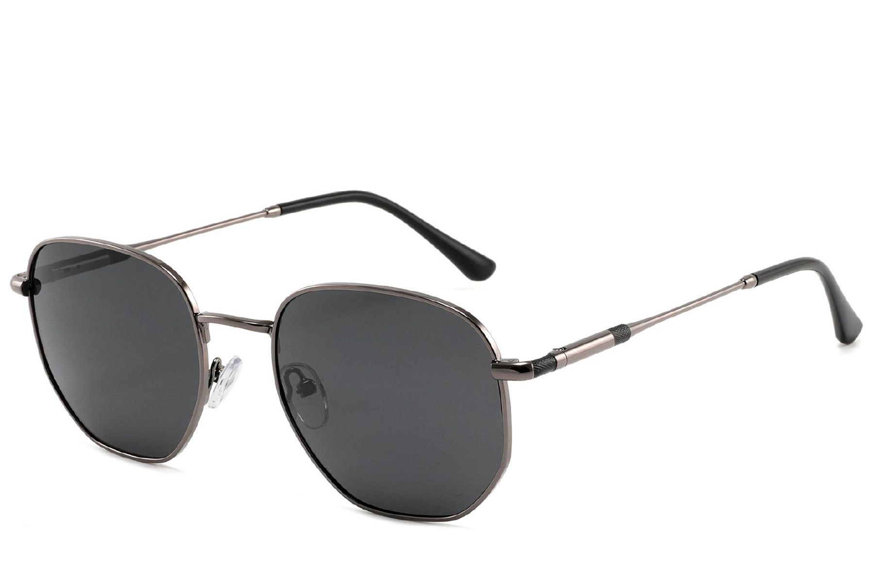 Rectangular Grey Metal Sunglasses #BS2012-2026