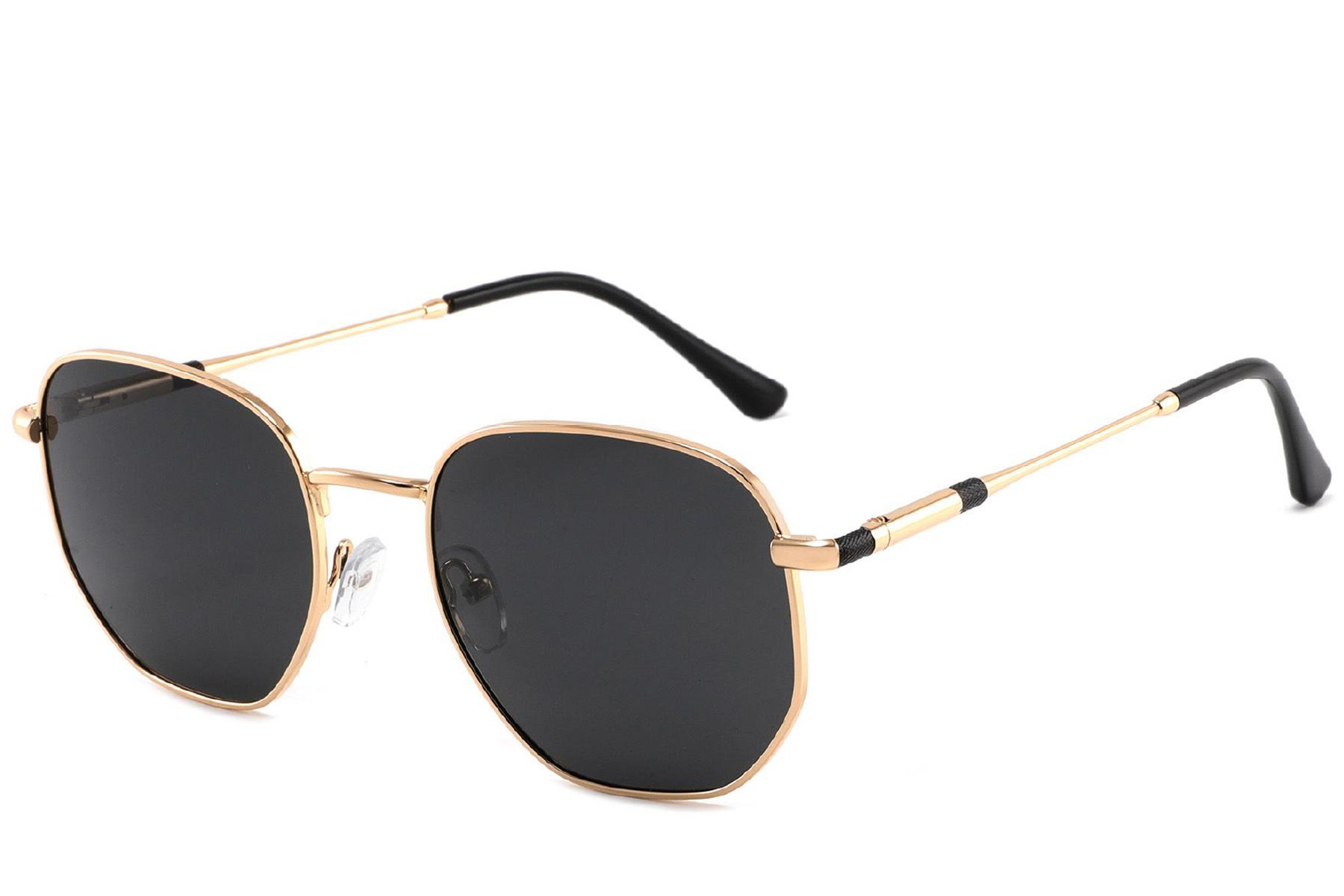Rectangular Golden Metal Sunglasses #BS2012-2027