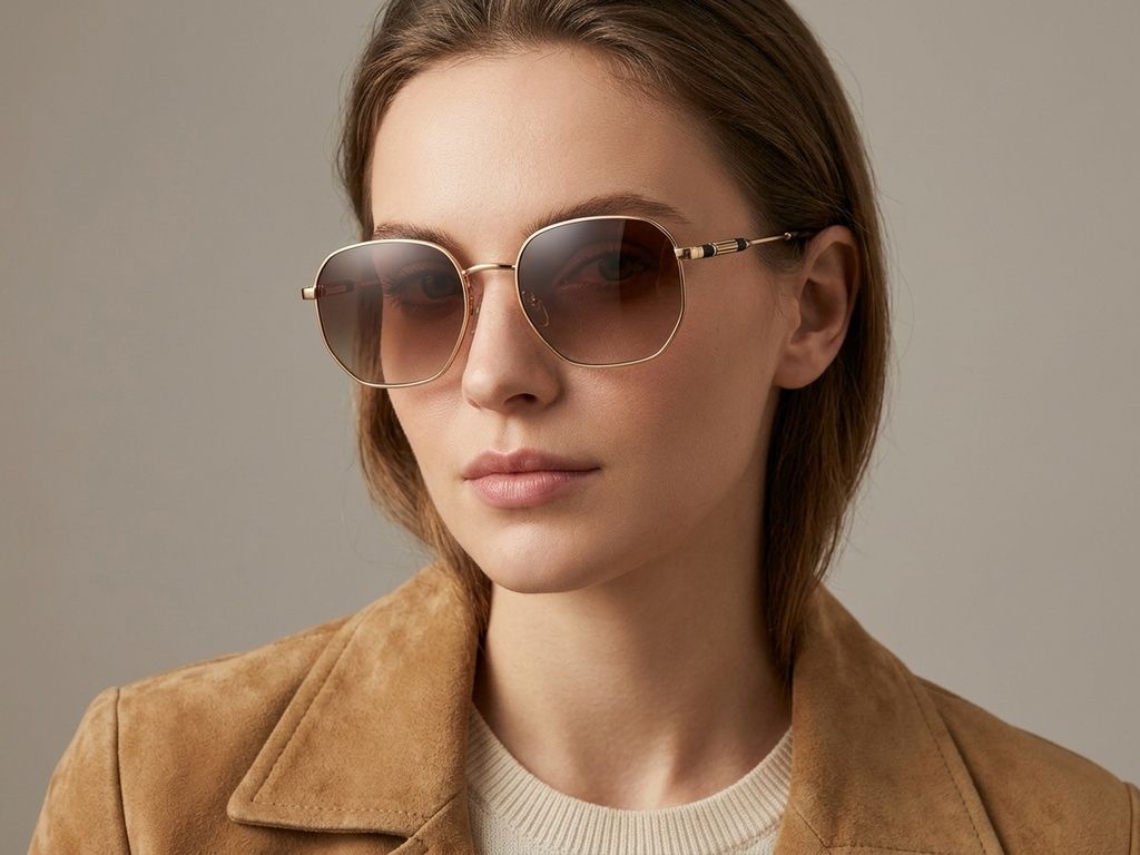 Gafas de sol rectangulares de metal dorado #BS2012-2029