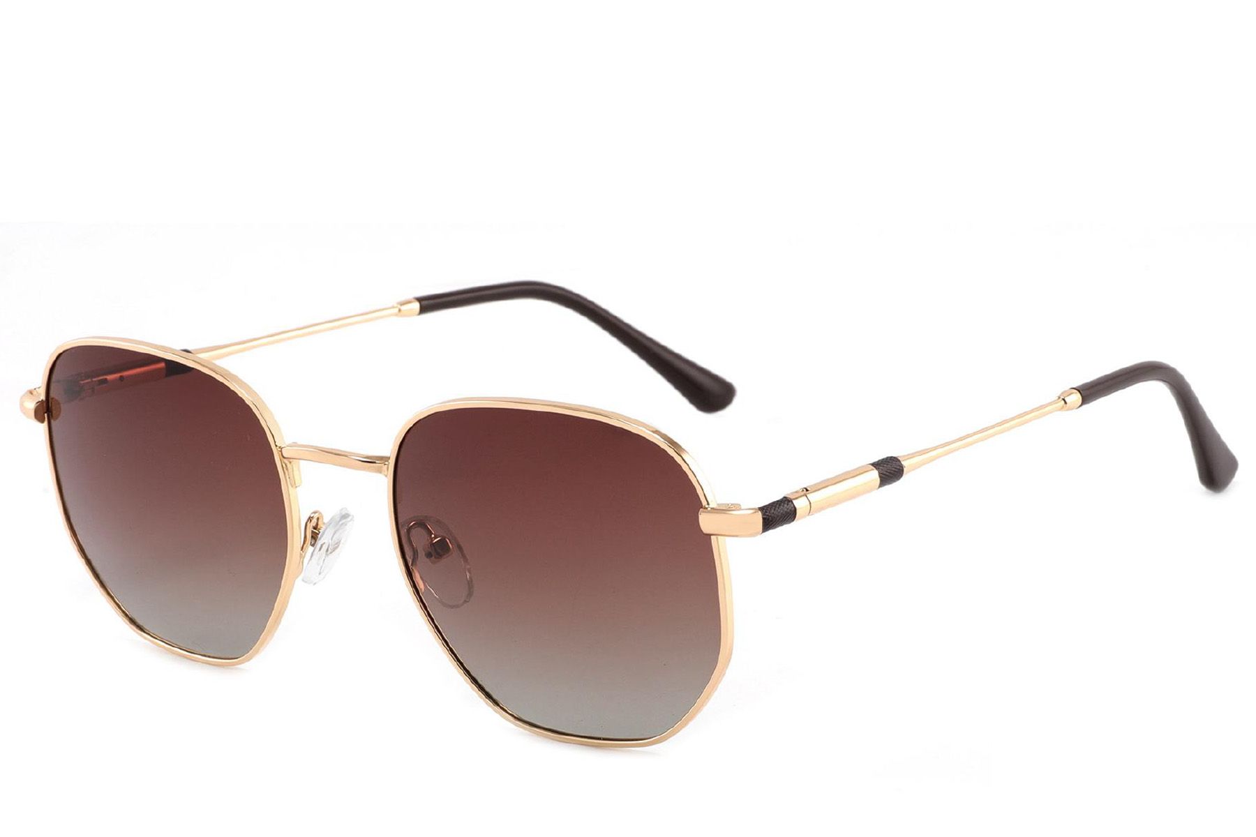 Rectangular Golden Metal Sunglasses #BS2012-2029