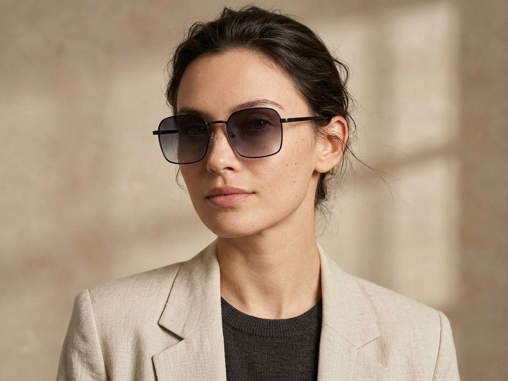 Gafas de sol rectangulares de metal negro #BS2012-2030