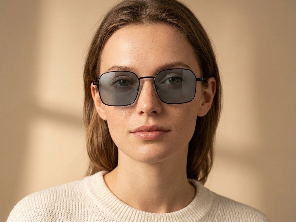 Gafas de sol rectangulares de metal negro #BS2012-2031