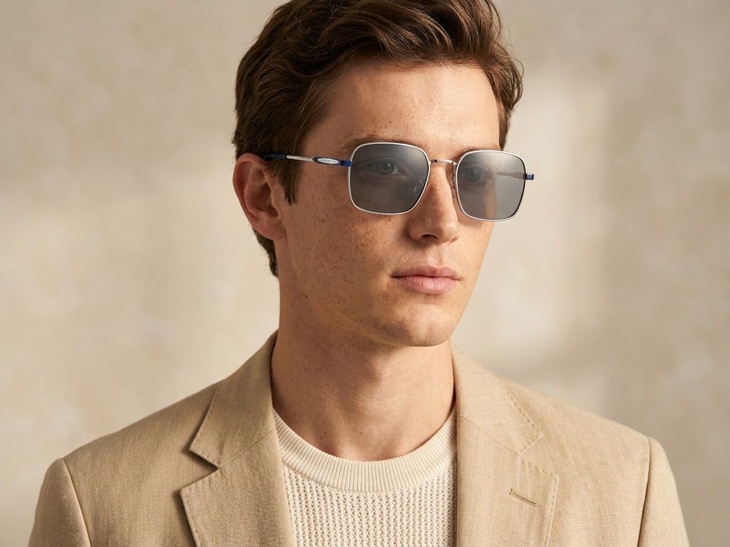 Gafas de sol rectangulares de metal plateado #BS2012-2033