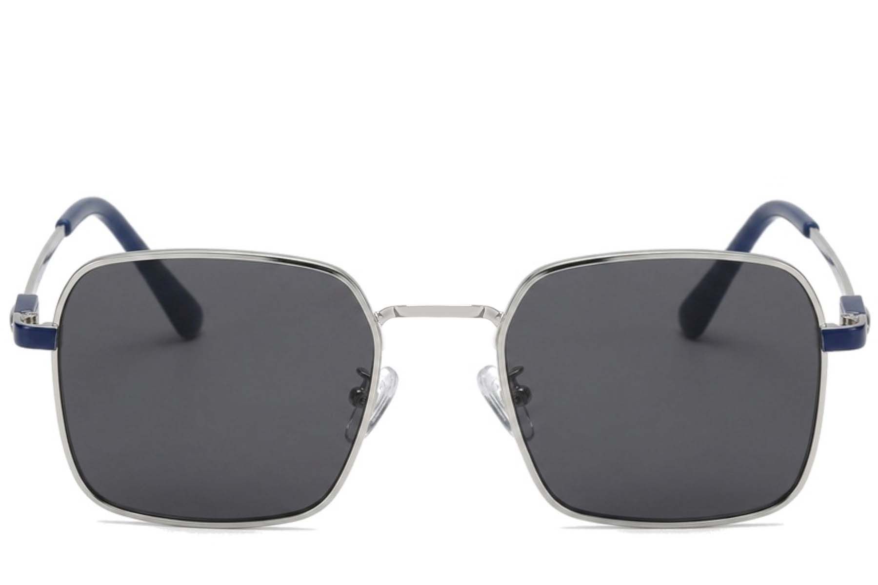 Gafas de sol rectangulares de metal plateado #BS2012-2033