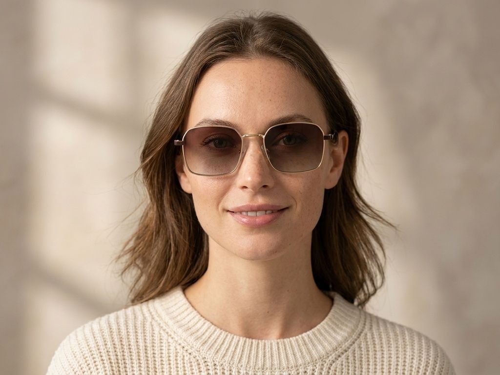 Gafas de sol rectangulares de metal dorado #BS2012-2034