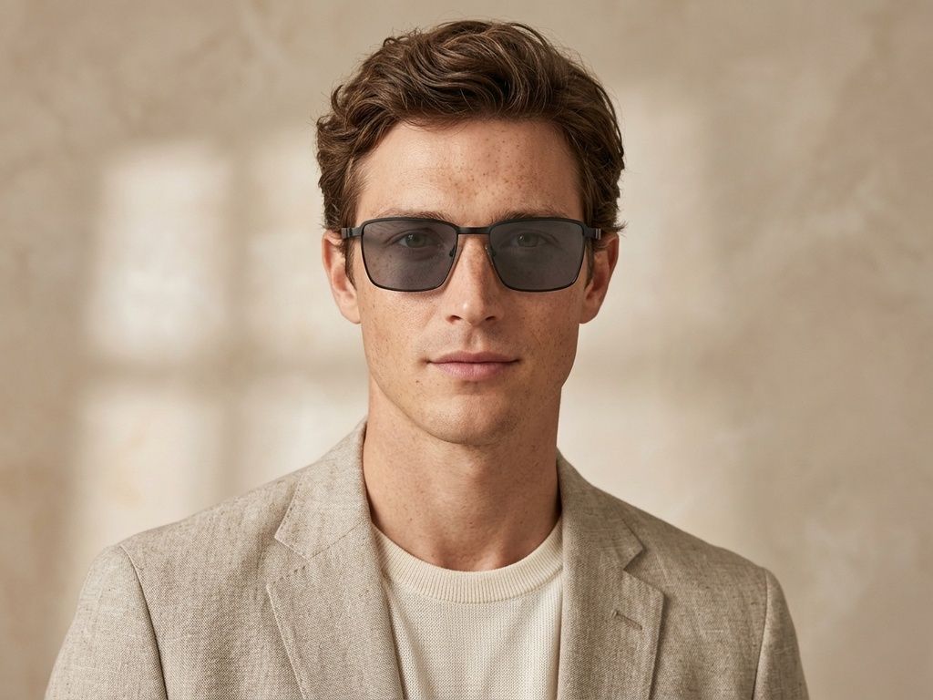 Gafas de sol rectangulares de metal negro #BS2012-2035
