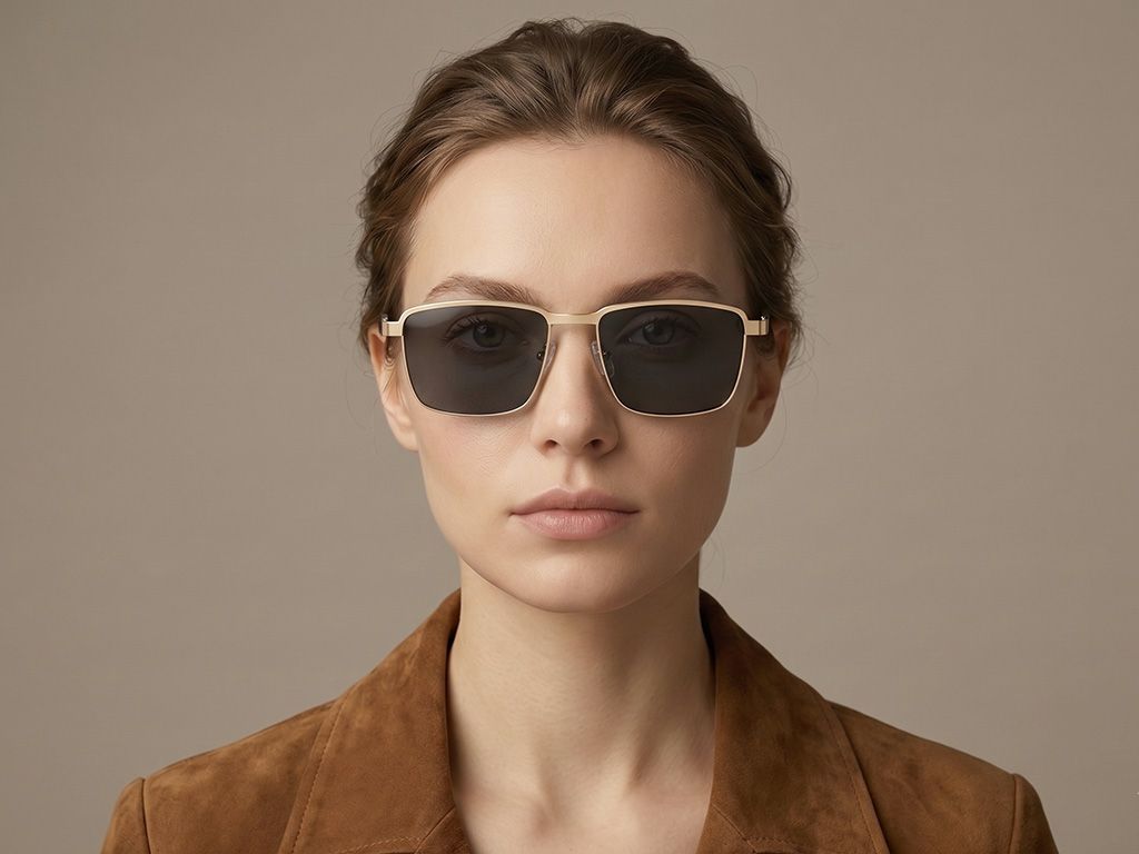 Gafas de sol rectangulares de metal dorado #BS2012-2037