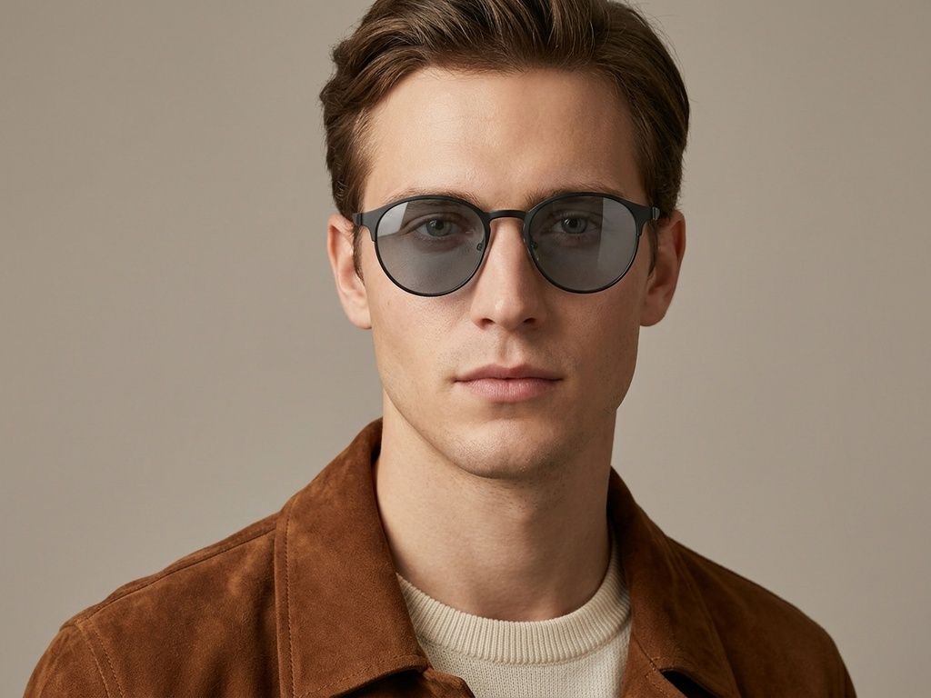 Gafas de sol ovaladas de metal negro #BS2012-2040
