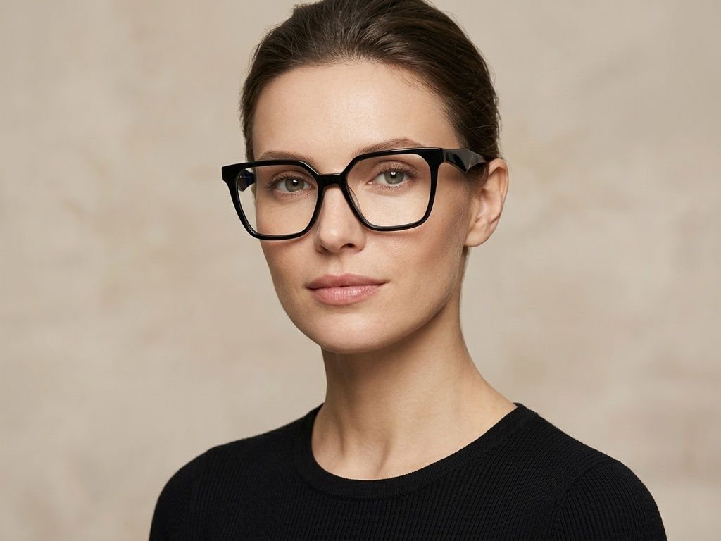Rectangular Black Acetate Glasses #BS2012-2055