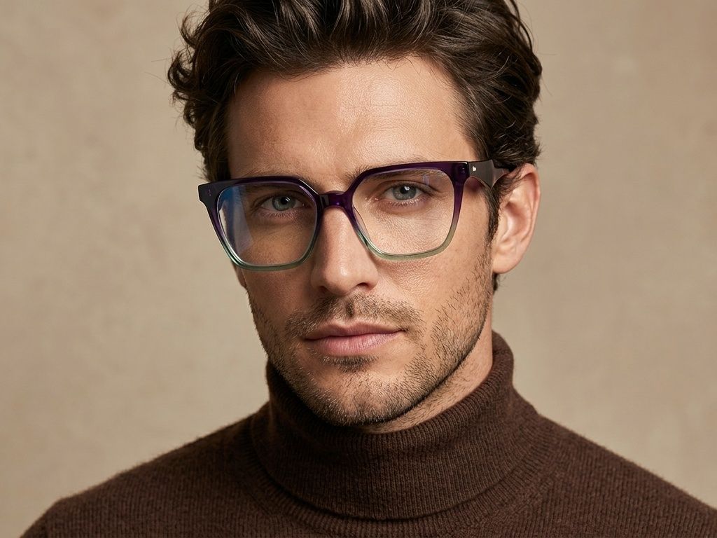 Rectangular Purple Acetate Glasses #BS2012-2057