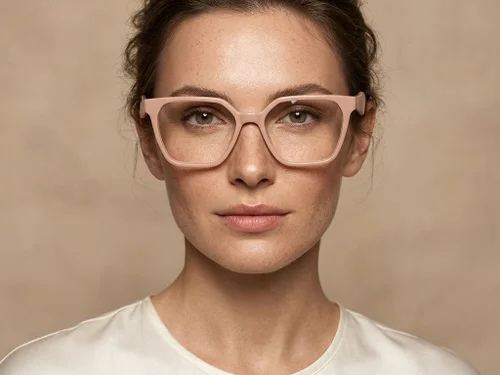 Lunettes rectangulaires en acétate rose #BS2012-2058