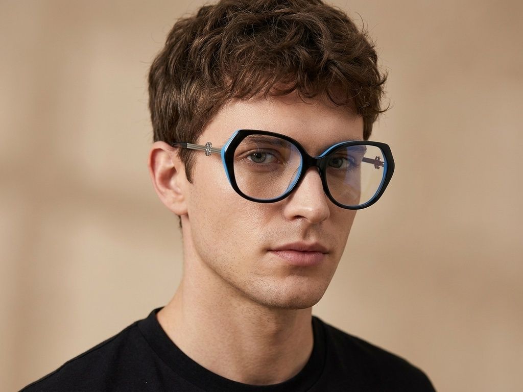 Schmetterlingsbrille aus schwarzem Acetat #BS2012-2076