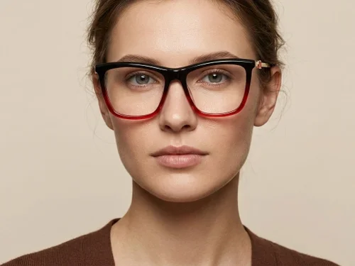 Verres rectangulaires en acétate rouge #BS2012-2089