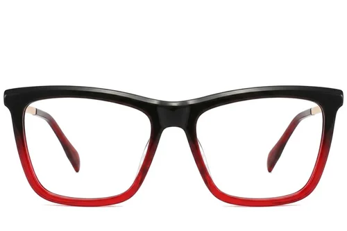 Verres rectangulaires en acétate rouge #BS2012-2089