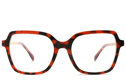 Verres rectangulaires en acétate rouge #BS2012-2101