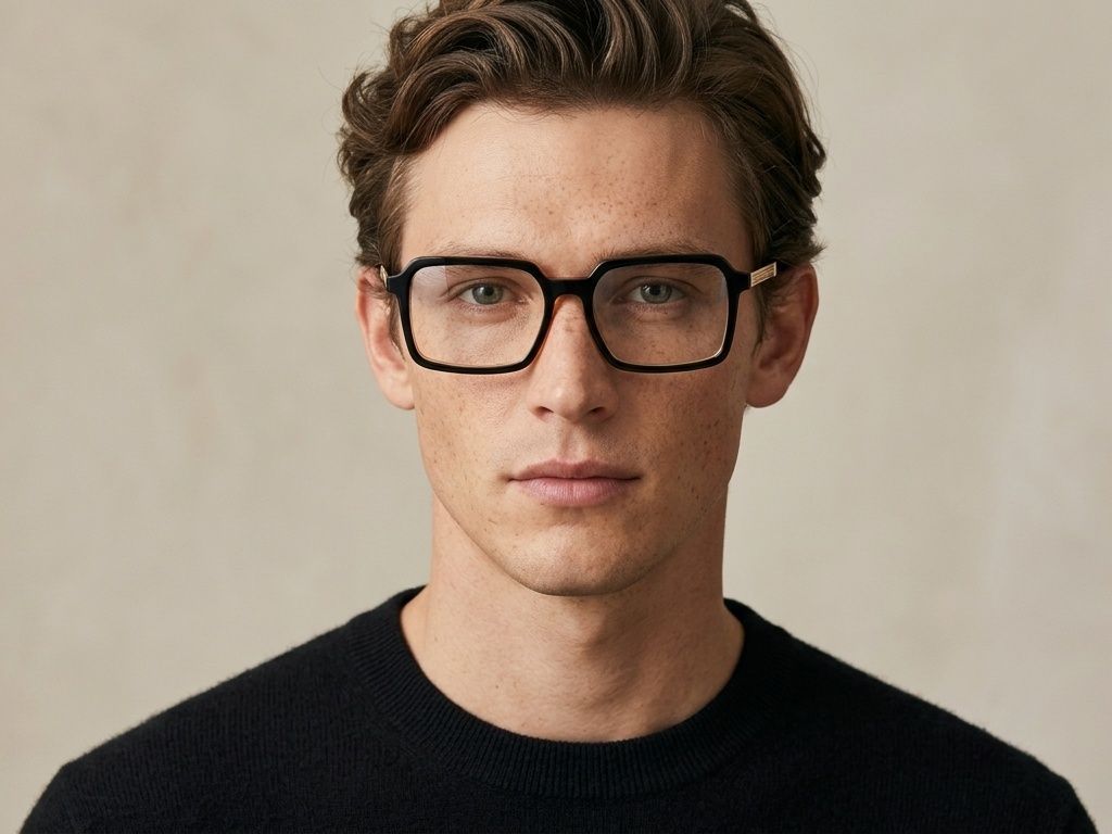 Rectangular Black Acetate Glasses #BS2012-2104