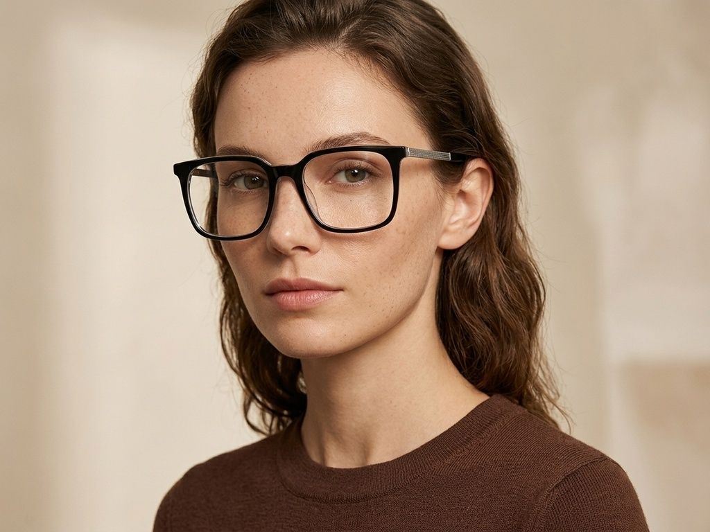 Rectangular Black Acetate Glasses #BS2012-2113