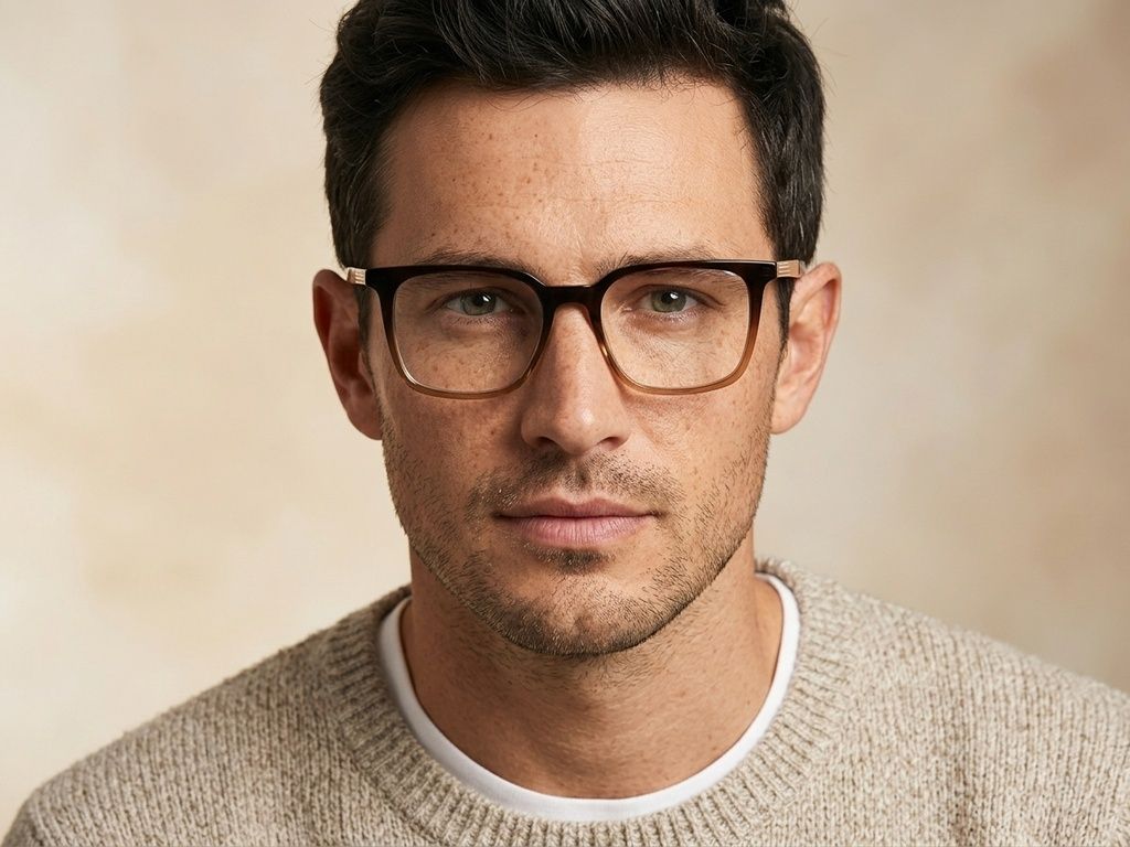Rectangular Brown Acetate Glasses #BS2012-2114