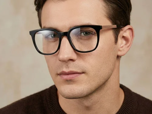 Lunettes rectangulaires en acétate noir #BS2012-2117