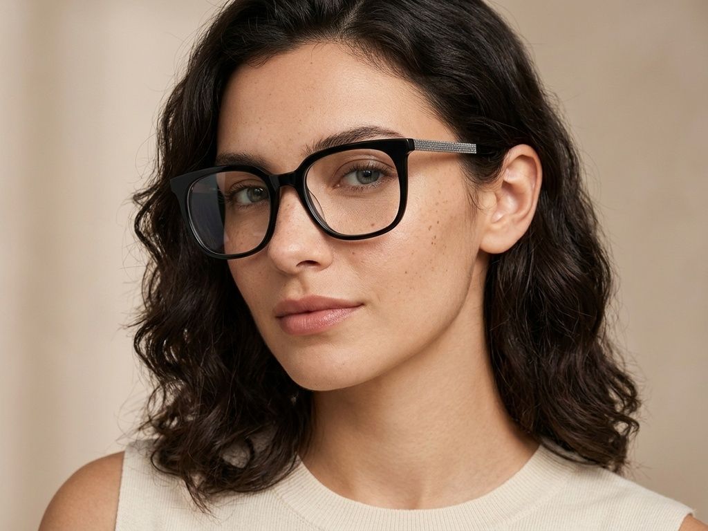 Rectangular Black Acetate Glasses #BS2012-2118