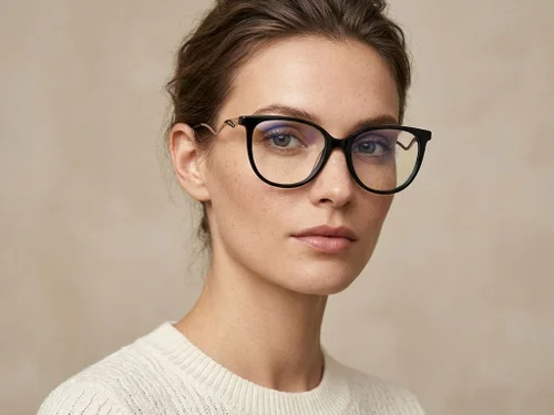 Lunettes ovales en acétate noir #BS2012-2152