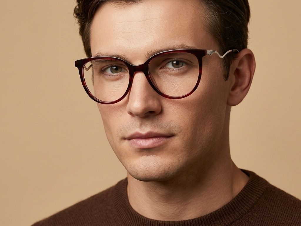 Oval Red Acetate Glasses #BS2012-2153