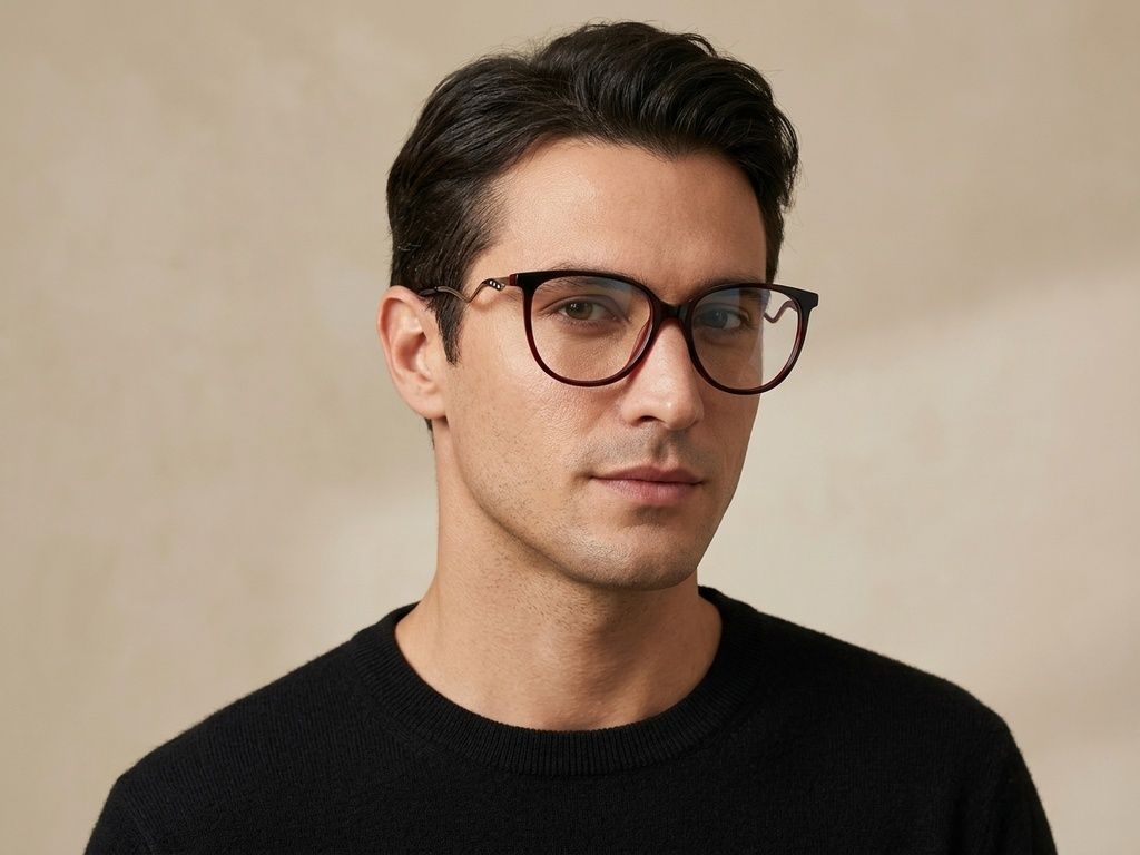 Oval Red Acetate Glasses #BS2012-2154