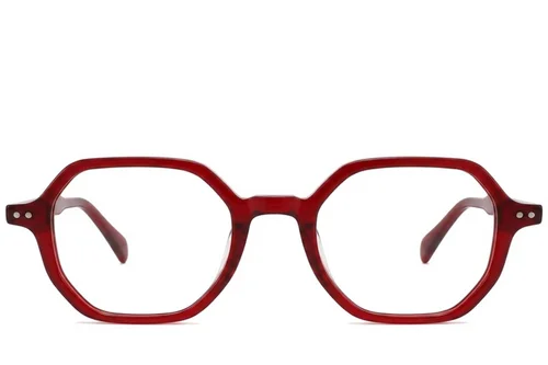 Lunettes géométriques en acétate rouge #BS2012-2160
