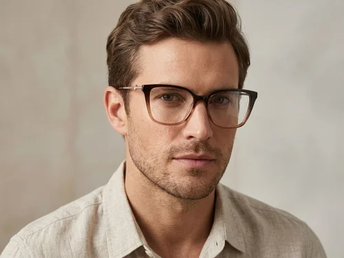 Lunettes rectangulaires en acétate brun #BS2012-2163