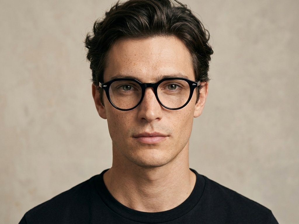 Oval Black Acetate Glasses #BS2012-2188