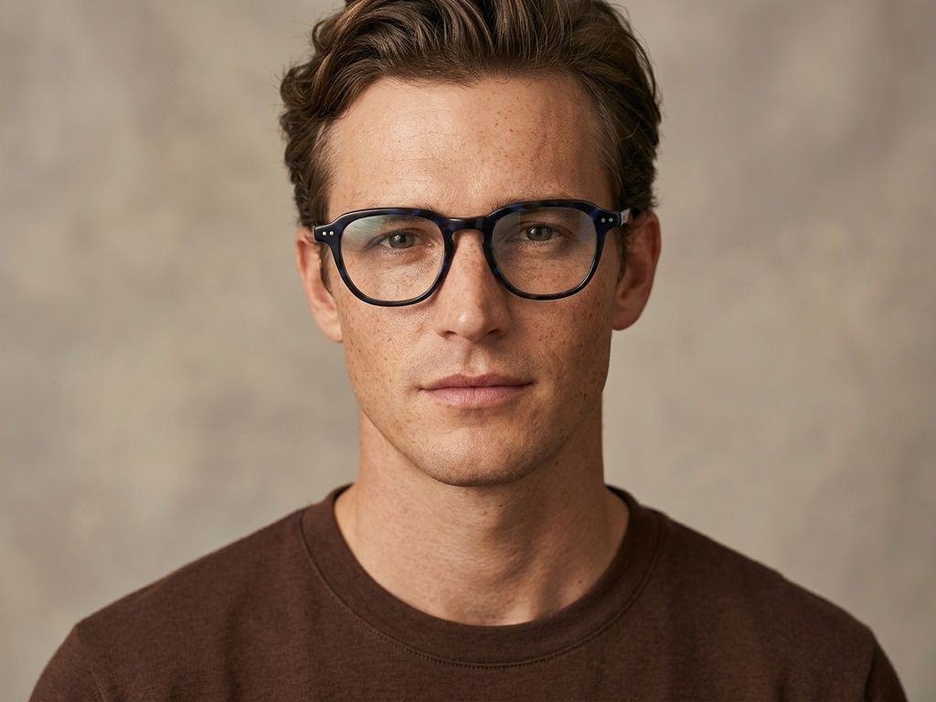 Oval Blue Acetate Glasses #BS2012-2201