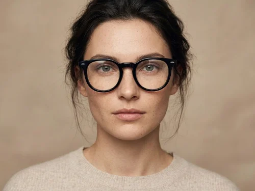 Lunettes ovales en acétate noir #BS2012-2207