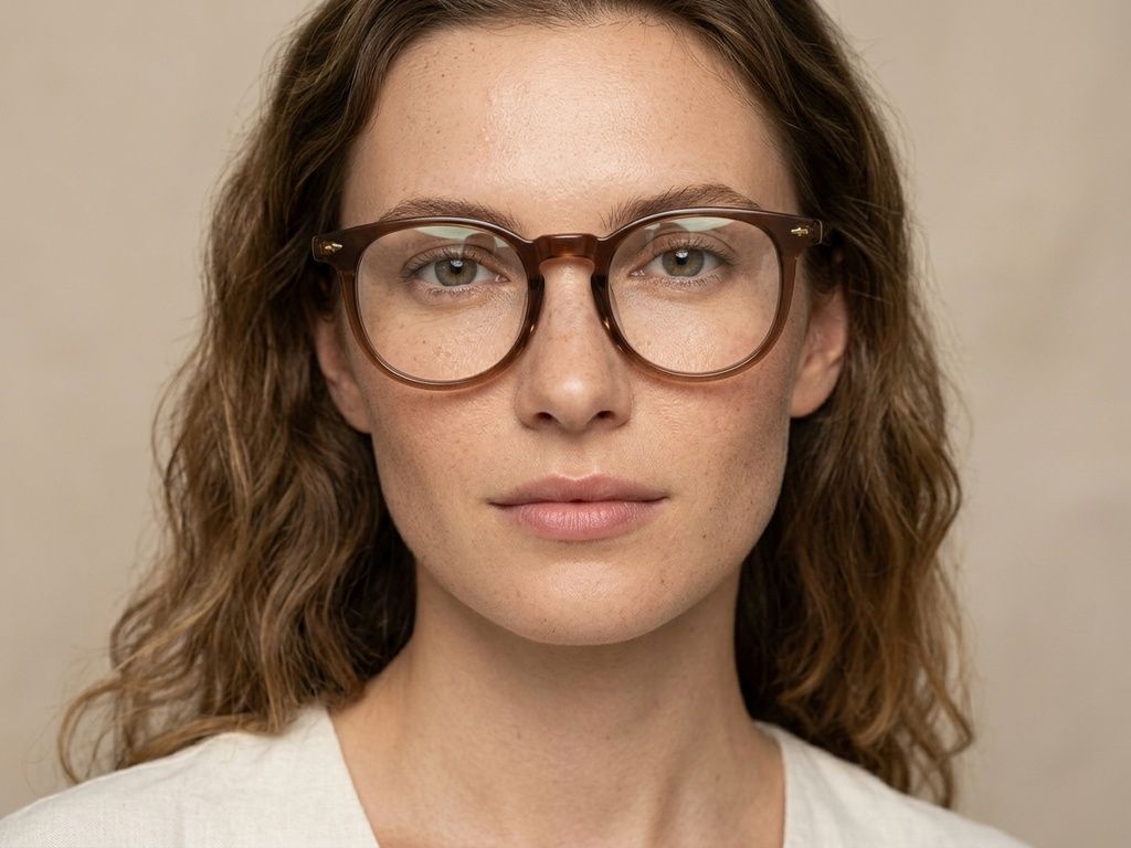 Oval Brown Acetate Glasses #BS2012-2211