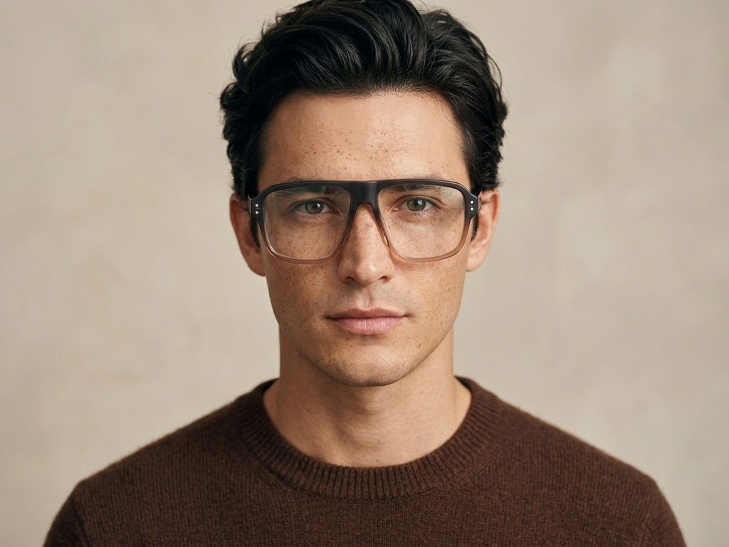 Gafas de aviador de acetato marrón #BS2012-2226