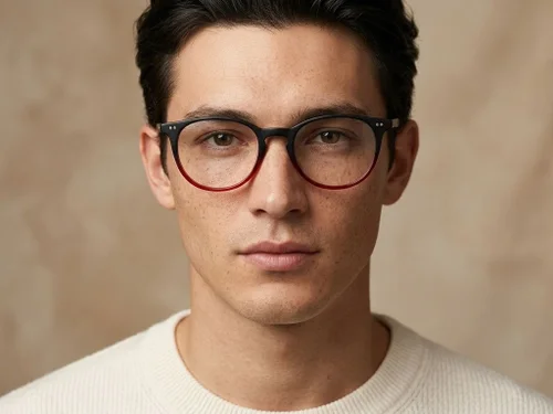 Lunettes ovales en plastique rouge #BS2012-2249