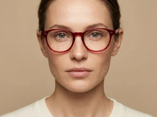 Lunettes ovales en plastique rouge #BS2012-2268