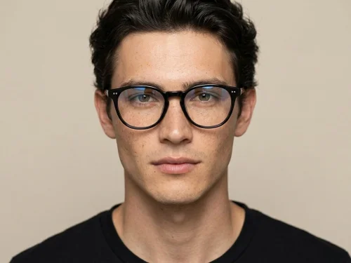 Lunettes ovales en plastique noir #BS2012-2274
