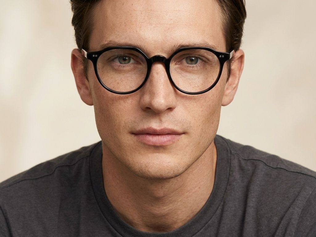 Oval Black Acetate Glasses #BS2012-2279