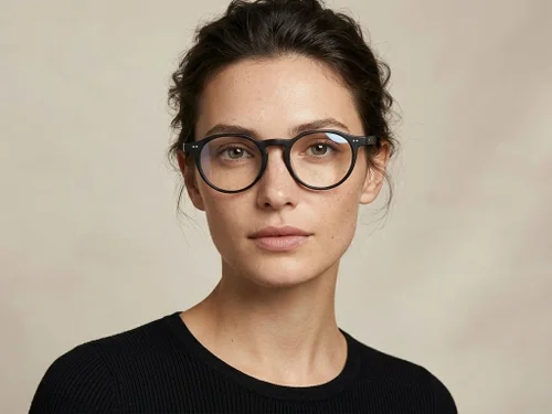 Lunettes ovales en plastique noir #BS2012-2281